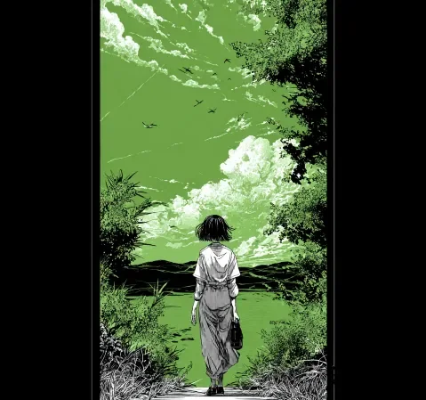 治愈题材漫画封面，色调温暖柔和